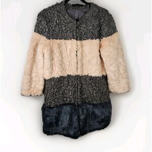 Colorblock Sherpa Faux Fur Jacket Cardigan Endless Rose Boho Chic Missing 1 Hook